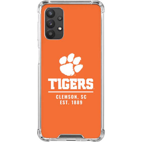 Clemson University Tigers Est 1889 Orange Galaxy A32 5G Clear Case