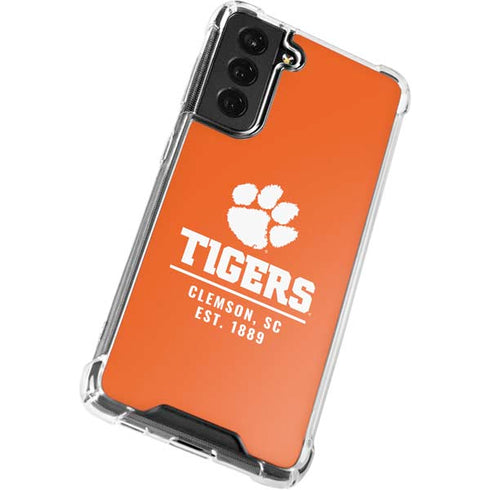 Clemson University Tigers Est 1889 Orange Galaxy S21 FE Clear Case