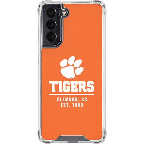 Clemson University Tigers Est 1889 Orange Galaxy S22 Clear Case