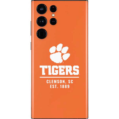 Clemson University Tigers Est 1889 Orange Galaxy S22 Ultra Skin