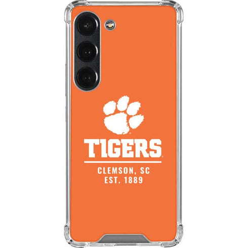 Clemson University Tigers Est 1889 Orange Galaxy S23 Clear Case