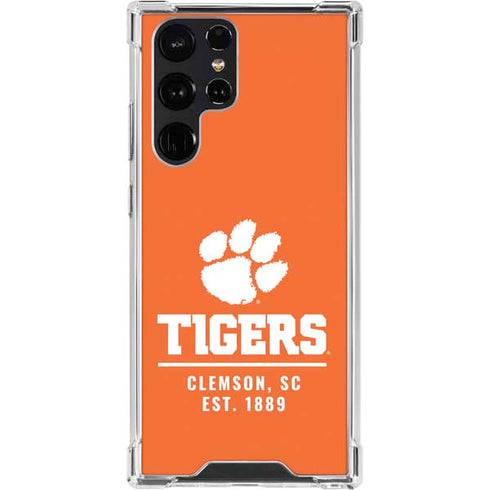 Clemson University Tigers Est 1889 Orange Galaxy S23 Ultra Clear Case