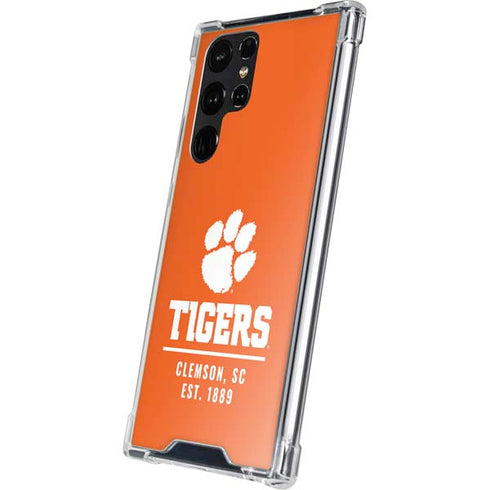 Clemson University Tigers Est 1889 Orange Galaxy S23 Ultra Clear Case
