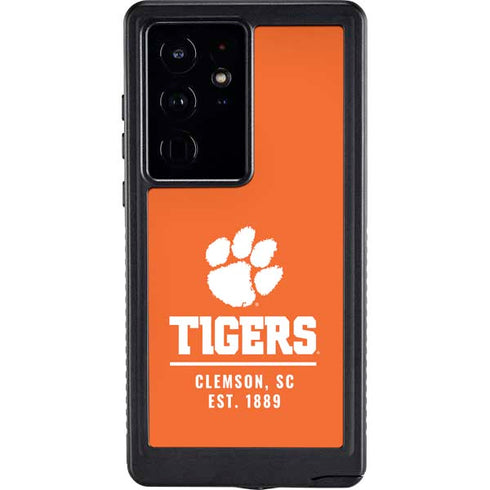 Clemson University Tigers Est 1889 Orange Galaxy S24 Ultra Waterproof Case