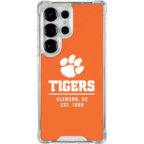Clemson University Tigers Est 1889 Orange Galaxy S25 Ultra Clear Case