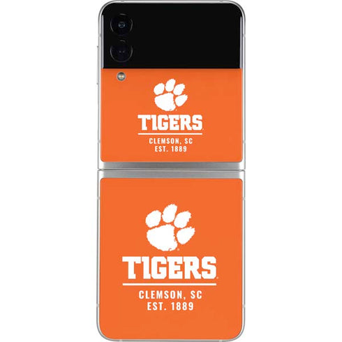 Clemson University Tigers Est 1889 Orange Galaxy Z Flip4 5G Skin