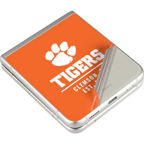 Clemson University Tigers Est 1889 Orange Galaxy Z Flip4 5G Skin