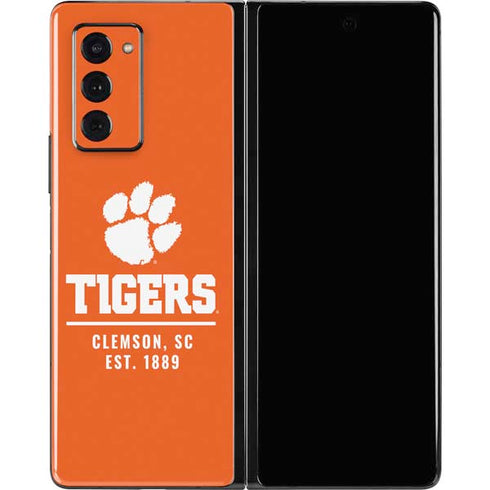 Clemson University Tigers Est 1889 Orange Galaxy Z Fold2 5G Skin