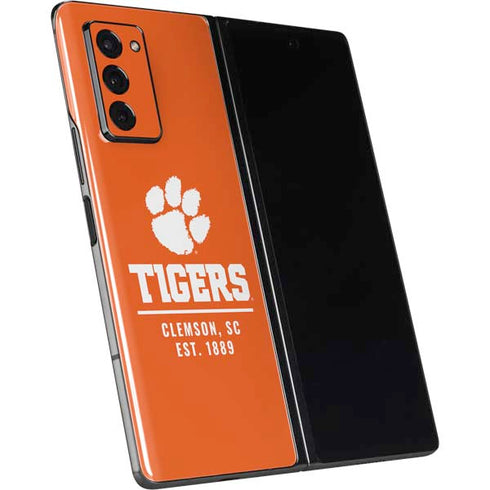 Clemson University Tigers Est 1889 Orange Galaxy Z Fold2 5G Skin