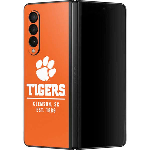 Clemson University Tigers Est 1889 Orange Galaxy Z Fold3 5G Skin