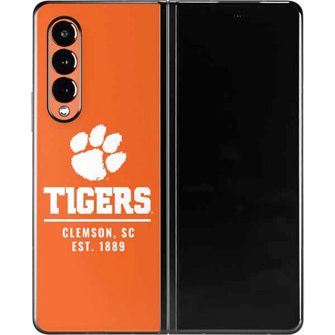 Clemson University Tigers Est 1889 Orange Galaxy Z Fold3 5G Skin
