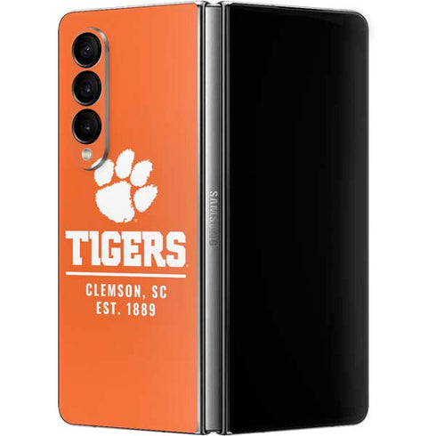 Clemson University Tigers Est 1889 Orange Galaxy Z Fold4 5G Skin