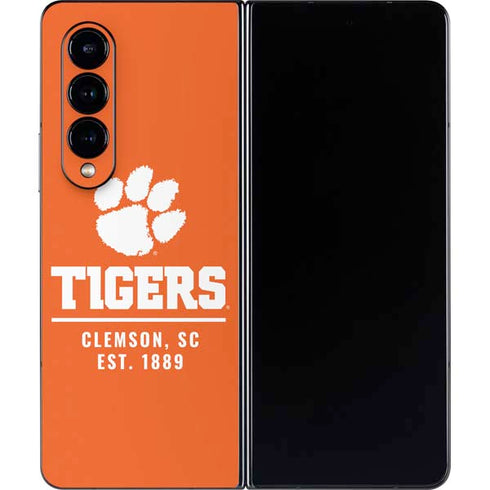Clemson University Tigers Est 1889 Orange Galaxy Z Fold4 5G Skin