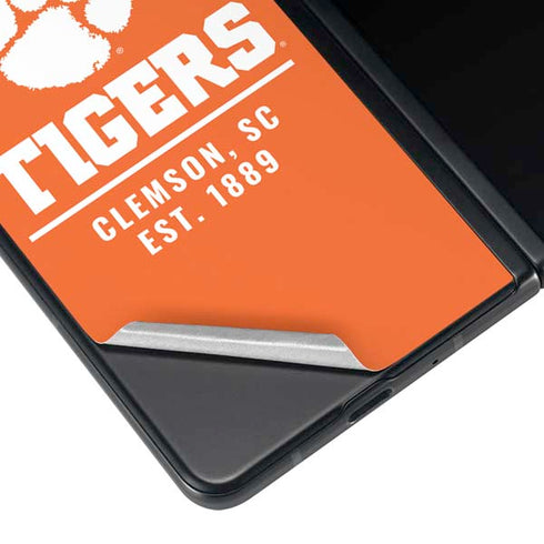 Clemson University Tigers Est 1889 Orange Galaxy Z Fold4 5G Skin