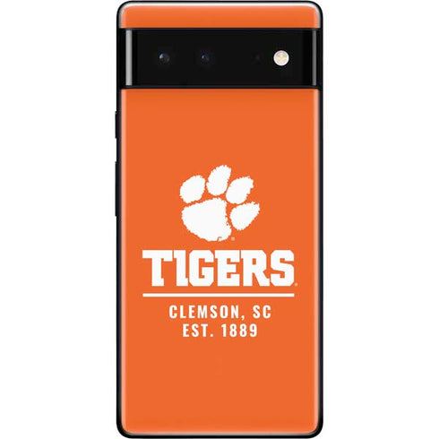 Clemson University Tigers Est 1889 Orange Google Pixel 6 Skin