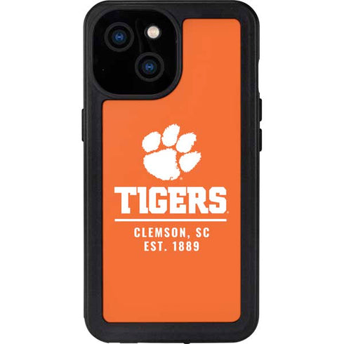 Clemson University Tigers Est 1889 Orange iPhone 13 Mini Waterproof Case