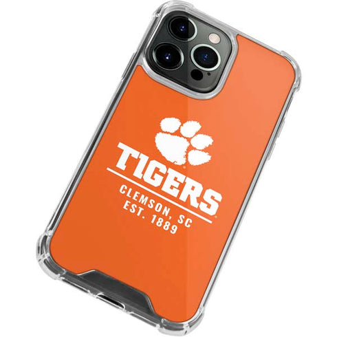 Clemson University Tigers Est 1889 Orange iPhone 13 Pro Clear Case
