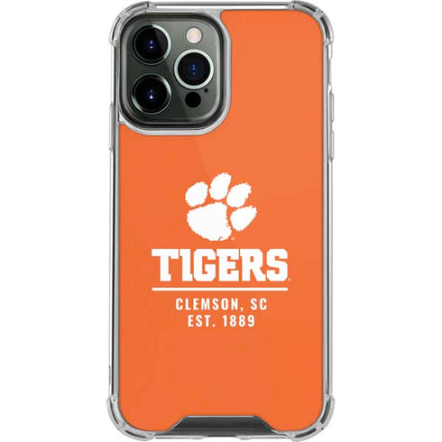 Clemson University Tigers Est 1889 Orange iPhone 13 Pro Max Clear Case