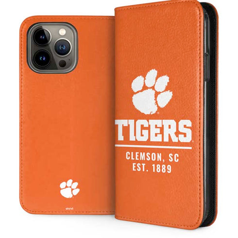 Clemson University Tigers Est 1889 Orange iPhone 13 Pro Max Folio Case