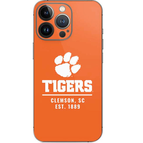 Clemson University Tigers Est 1889 Orange iPhone 13 Pro Skin