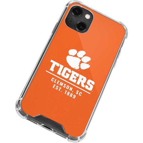 Clemson University Tigers Est 1889 Orange iPhone 14 Plus Clear Case