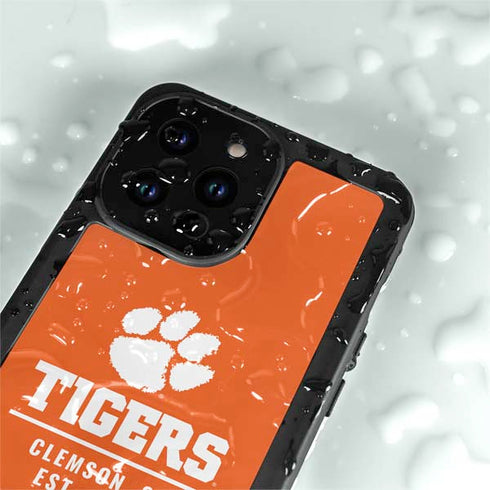 Clemson University Tigers Est 1889 Orange iPhone 14 Pro Max Waterproof Case