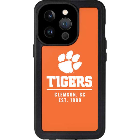 Clemson University Tigers Est 1889 Orange iPhone 14 Pro Waterproof Case