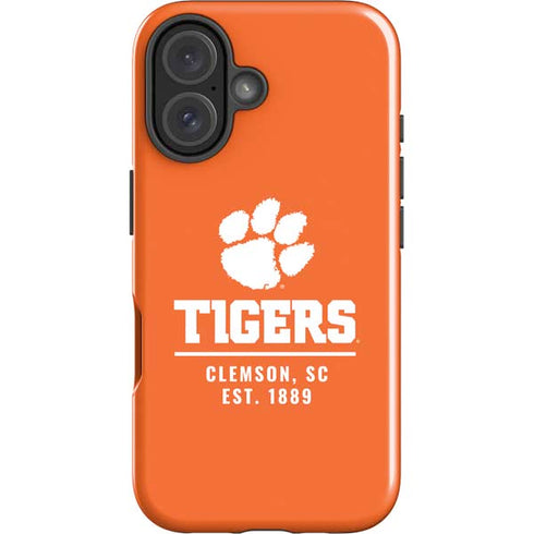 Clemson University Tigers Est 1889 Orange iPhone 16 Plus Impact Case