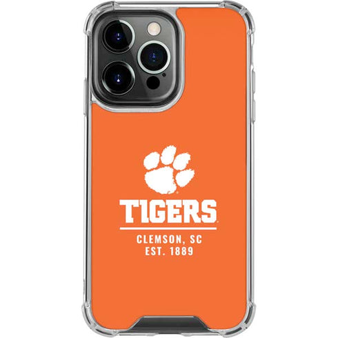 Clemson University Tigers Est 1889 Orange iPhone 16 Pro Clear Case