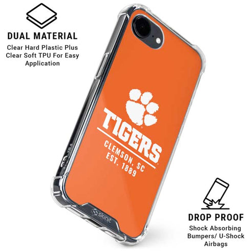 Clemson University Tigers Est 1889 Orange iPhone 16e Clear Case