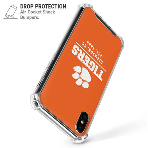 Clemson University Tigers Est 1889 Orange iPhone X/XS Clear Case