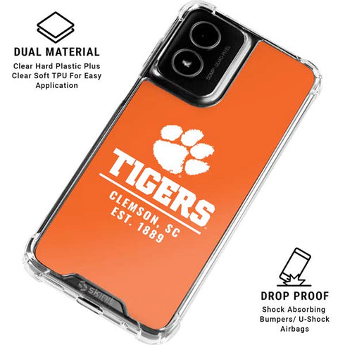 Clemson University Tigers Est 1889 Orange Moto G Power 5G (2024) Clear Case