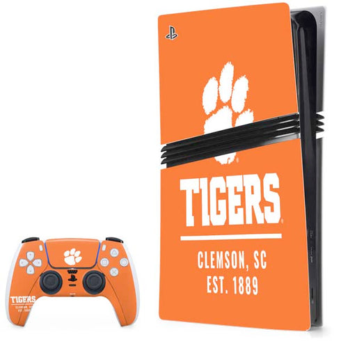 Clemson University Tigers Est 1889 Orange PS5 Pro Bundle Skin