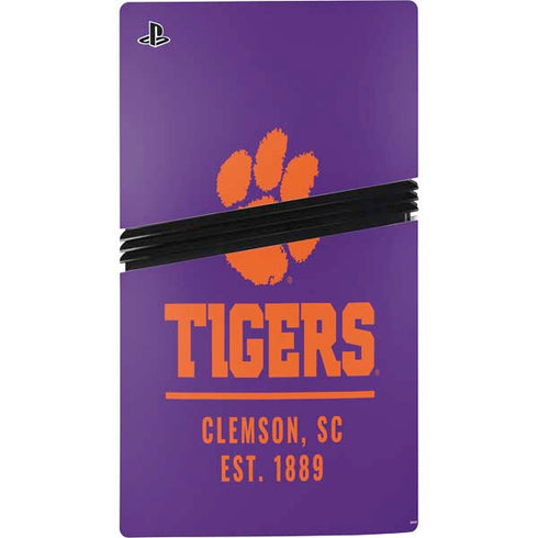 Clemson University Tigers Est 1889 PS5 Pro Disk Console Skin