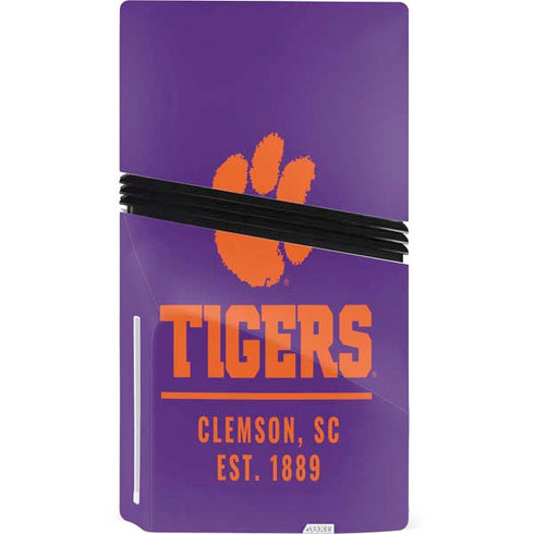 Clemson University Tigers Est 1889 PS5 Pro Disk Console Skin