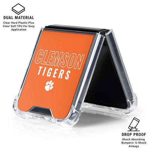 Clemson University Tigers Logo Galaxy Z Flip7 Clear Case