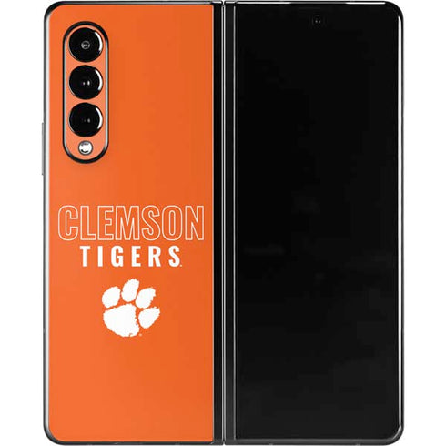 Clemson University Tigers Logo Galaxy Z Fold3 5G Skin