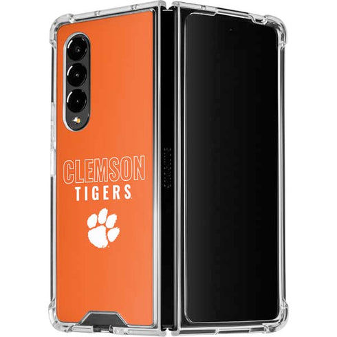 Clemson University Tigers Logo Galaxy Z Fold4 5G Clear Case