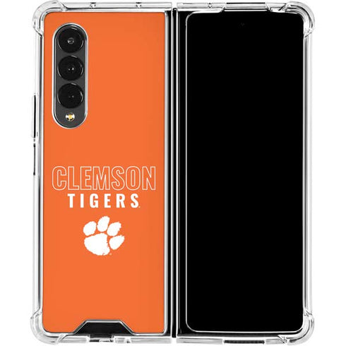 Clemson University Tigers Logo Galaxy Z Fold4 5G Clear Case