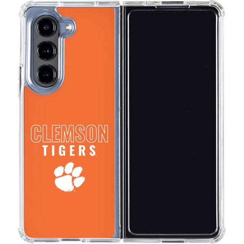 Clemson University Tigers Logo Galaxy Z Fold5 5G Clear Case