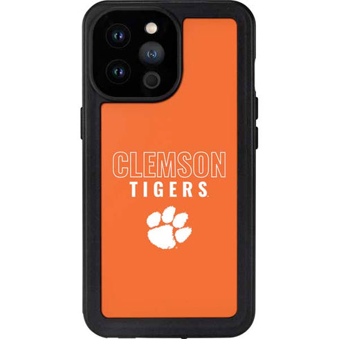 Clemson University Tigers Logo iPhone 14 Pro Max Waterproof Case
