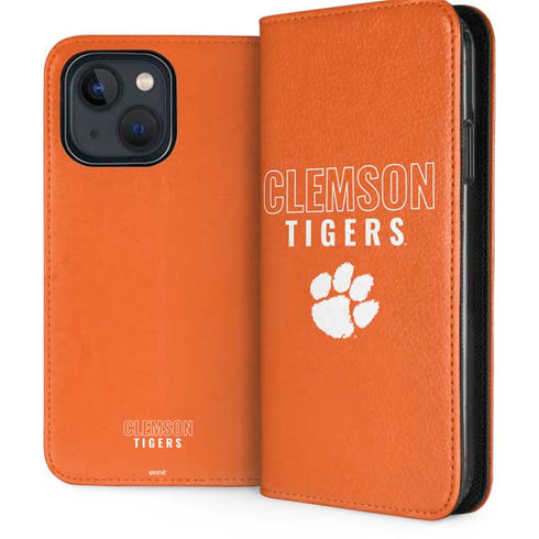 Clemson University Tigers Logo iPhone 15 Folio Case