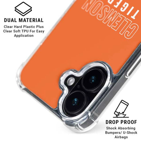 Clemson University Tigers Logo iPhone 16 Plus Clear Case