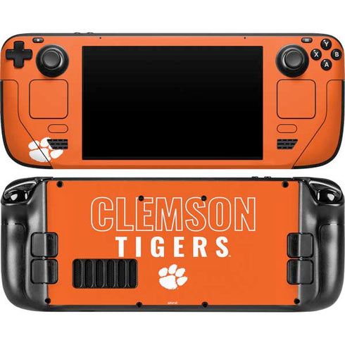 Clemson University Tigers Logo Steam Deck Handheld Gaming Computer OLED Skin