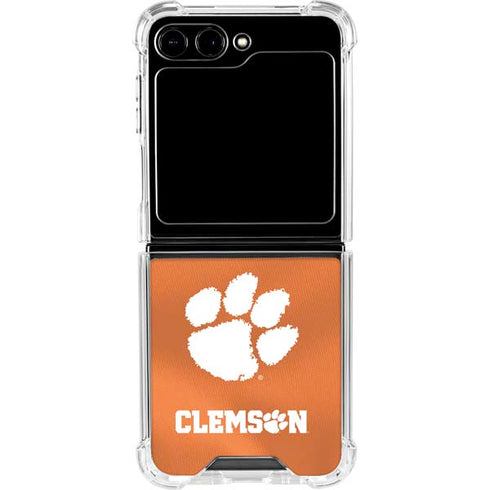 Clemson University Orange Jersey Galaxy Z Flip6 Clear Case