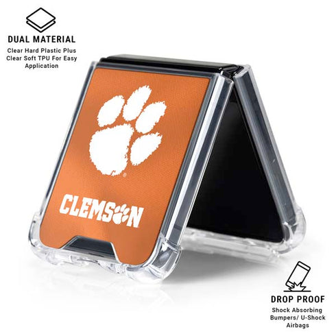 Clemson University Orange Jersey Galaxy Z Flip6 Clear Case