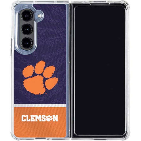 Clemson University Paw Logo Galaxy Z Fold5 5G Clear Case