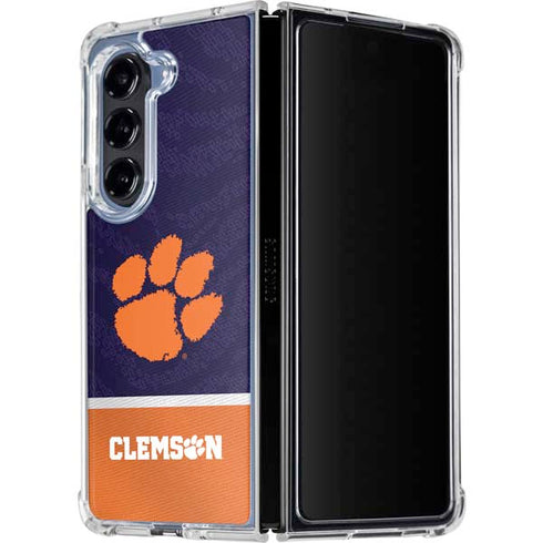Clemson University Paw Logo Galaxy Z Fold5 5G Clear Case