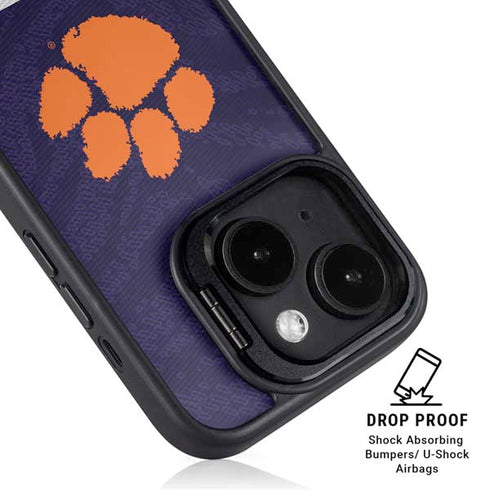 Clemson University Paw Logo iPhone 14 Kickstand Case
