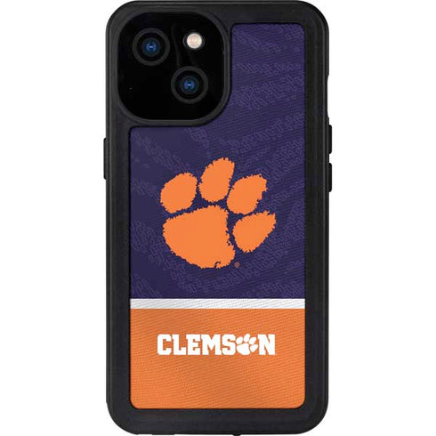 Clemson University Paw Logo iPhone 15 Waterproof Case